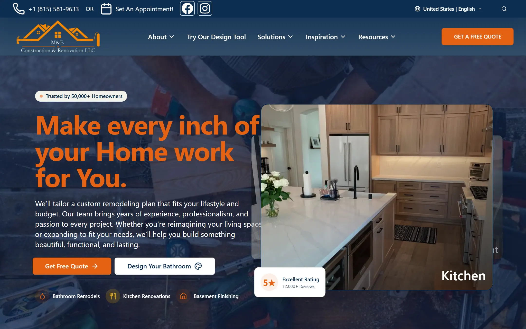 M&E Construction & Renovations — Let customers stand inside the renovation before they buy it